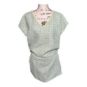 S’EDGE 2 Piece Matching Skort Set NWT  Textured Pastel Yellow Blue Boutique Sz M